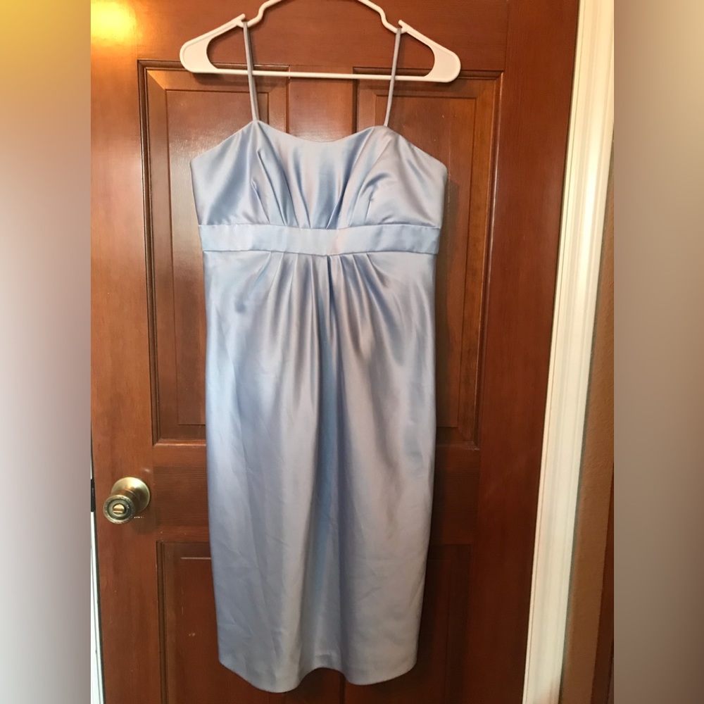 Satin blue dress with straps